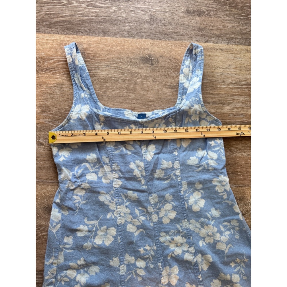 Old Navy Womens Blue Floral Linen Blend Smocked Midi Dress Sleeveless Small - Picture 4 of 7